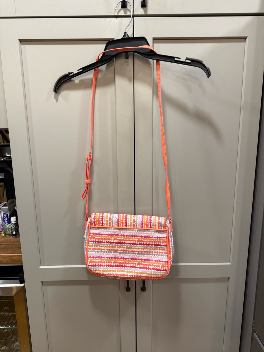 Vera Bradley Pink and Coral Striped Crossbody Bag - Picture 2 of 4